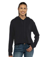 Women's Laguna Sueded Raw Edge Crop Hoodie Sweatshirt