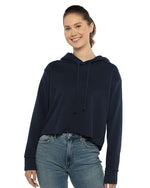 Women's Laguna Sueded Raw Edge Crop Hoodie Sweatshirt