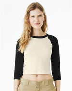 Women's Micro Rib Three-Quarter Raglan Sleeve Baby Tee