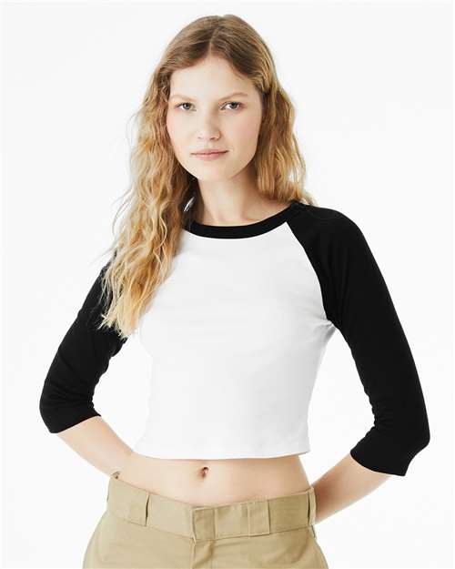 Women's Micro Rib Three-Quarter Raglan Sleeve Baby Tee