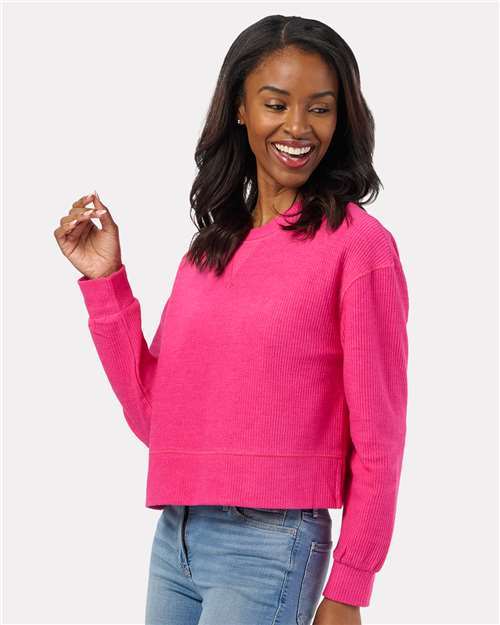 Women's Ribbed Knit Cropped Boxy Crew