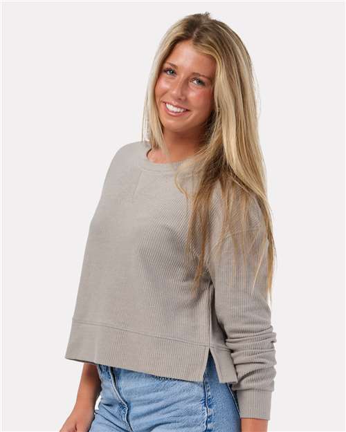 Women's Ribbed Knit Cropped Boxy Crew
