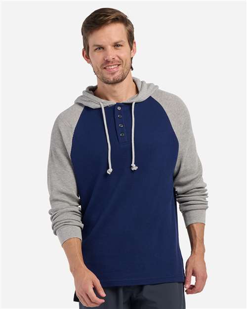 Unisex Waffle Knit Pullover Hooded Long Sleeve T-Shirt