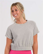 Women's French Terry Short Sleeve Cropped Crewneck Sweatshirt