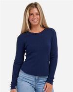 Women's Waffle Knit Baby Long Sleeve T-Shirt