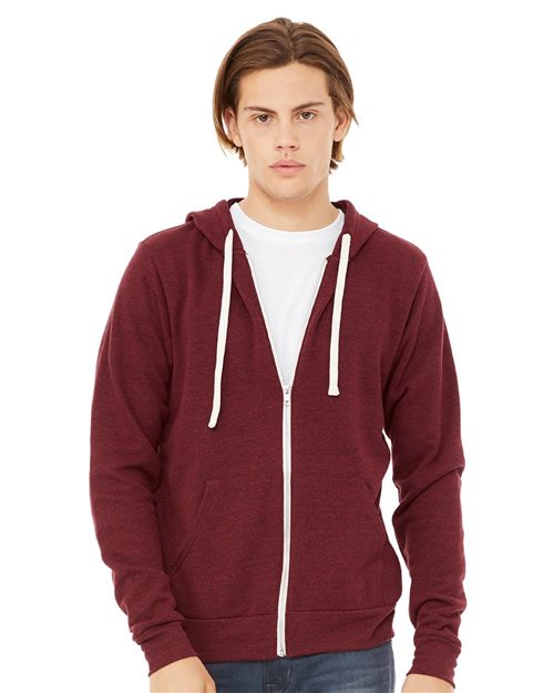 Unisex Triblend Sponge Fleece Full-Zip Hoodie Sweatshirt