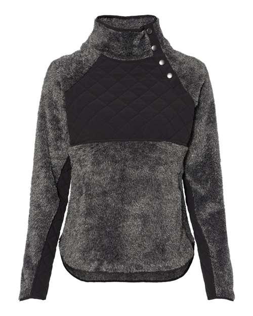 Women's Quilted Fuzzy Fleece Snap Placket Pullover