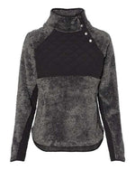 Women's Quilted Fuzzy Fleece Snap Placket Pullover