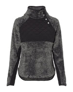 Women's Quilted Fuzzy Fleece Snap Placket Pullover